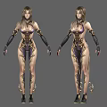 Game Movie Female Characters in Elaborate Purple Gold Costumes with Gloves