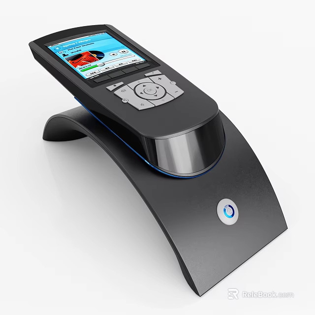 Portable Digital Translator Device With Display Screen On Black Charging Dock 3d model 