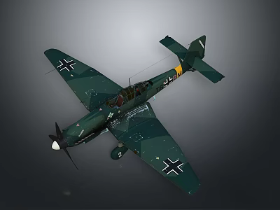 Vintage Military Aircraft Model With Green Camouflage And Black Cross Insignia 3d model