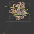 Aerial Planning of Industrial Complex with Blue Roofs Greenery and Road Layout