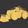 Golden 3D Model Utility Vehicle Loader With Large Bucket Large Tires And Reflection