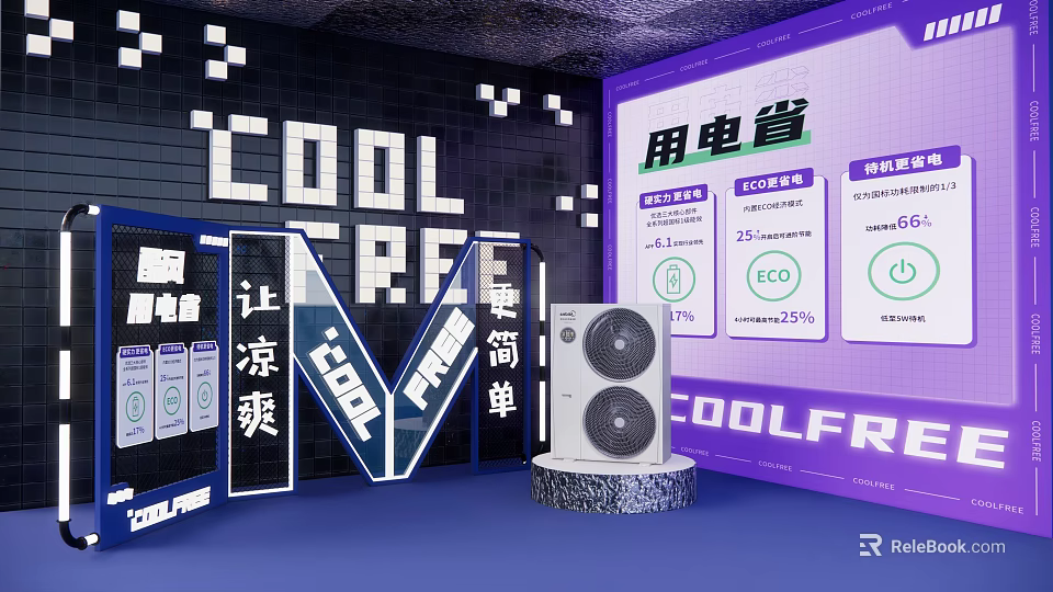 Interactive Zone For Cool Free Energy Saving Fan With Data Charts And Simple Operation 3d model 