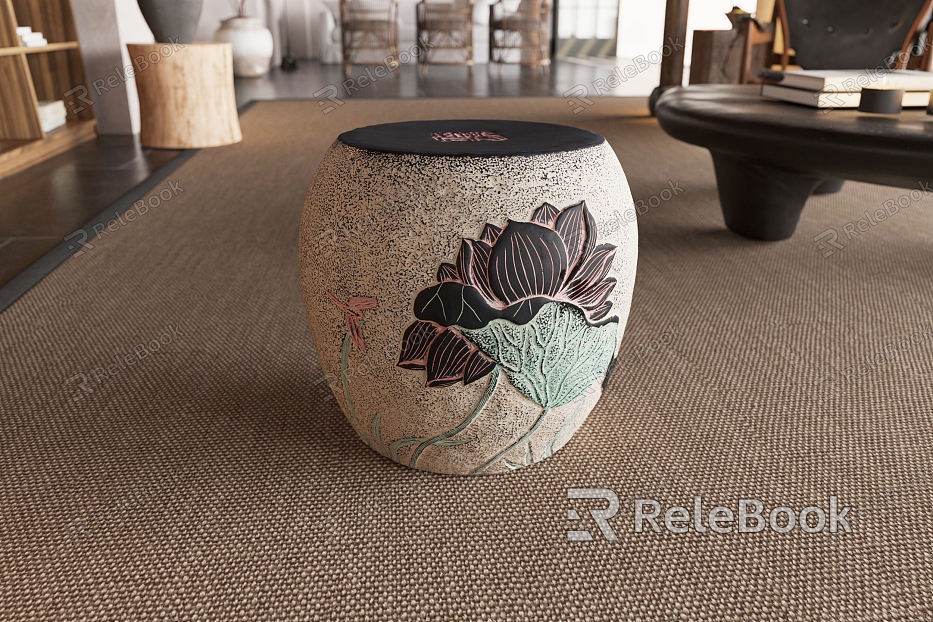 Chinese Style Quiet Style Art Antique Stool Personality Hall Shoe Changing Stool Round Stool model