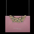 Decorative Pink Envelope Adorned With Red White Roses And Green Leaves