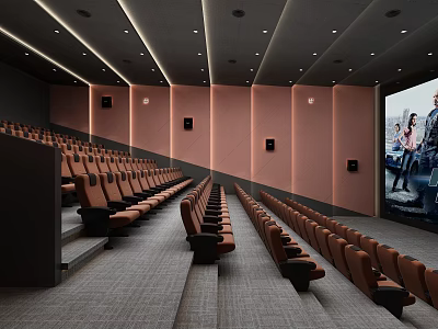Modern Cinema Interior Design With Comfortable Seats Large Screen And High Quality Sound System 3d model