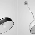 Modern Black Round Pendant Light With Spiral Hanging Wire Design 3d model