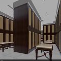 Modern SPA Sauna Interior With Beige Walls Wooden Slat Ceiling And Tiled Floor