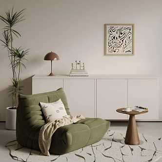 Middle Ancient Modern Single Sofa Middle Ancient Style Single Sofa Caterpillar Sofa Lazy Sofa Leisure Sofa Green Sofa 3d model