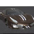 Brown High Performance Sports Car Featuring White Stripes And Streamlined Design Near Modern Building