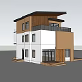 Modern Two Story Detached Villa Featuring Wooden Elements Large Windows And Balcony