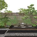 Tranquil Courtyard Garden Design With Wooden Fence Lush Green Plants Stone Flooring And Cushioned Seating Area