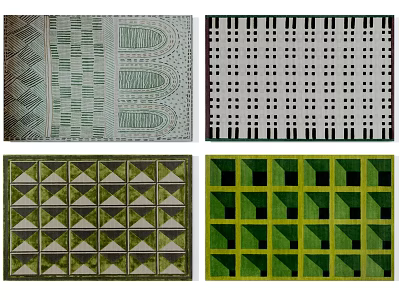 Stylish Square Rugs Featuring Geometric Patterns And Colorful Modern Designs 3d model