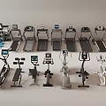 Various Home Gym Sports Equipment Including Treadmills Elliptical Machines Dumbbells and Exercise Balls