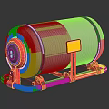 Cylindrical Industrial Tank Equipment With Red Support Structure And Yellow Label