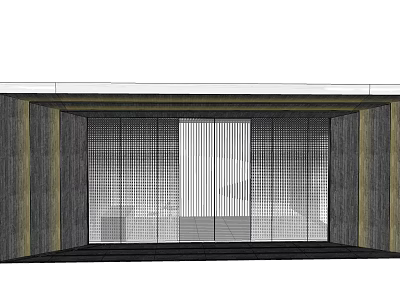Modern Entrance With Glass Door And Vertical Grille Design On Textured Walls 3d model