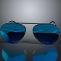 Stylish Sunglasses For Daily Life With Blue Reflective Lenses And Metal Frame Design