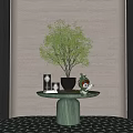 CCD Hotel End View Table Ornaments Floriculture Moss Combination Tree Green Plant Potted Table Lamp 3d model