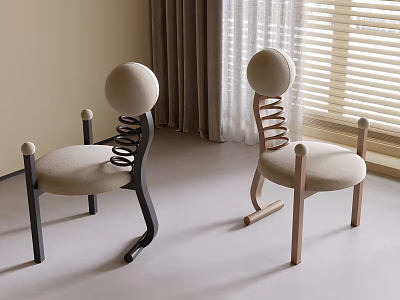 Modern Minimalist Dining Chairs With Spring Back And Light Colored Seat In Bright Room 3d model