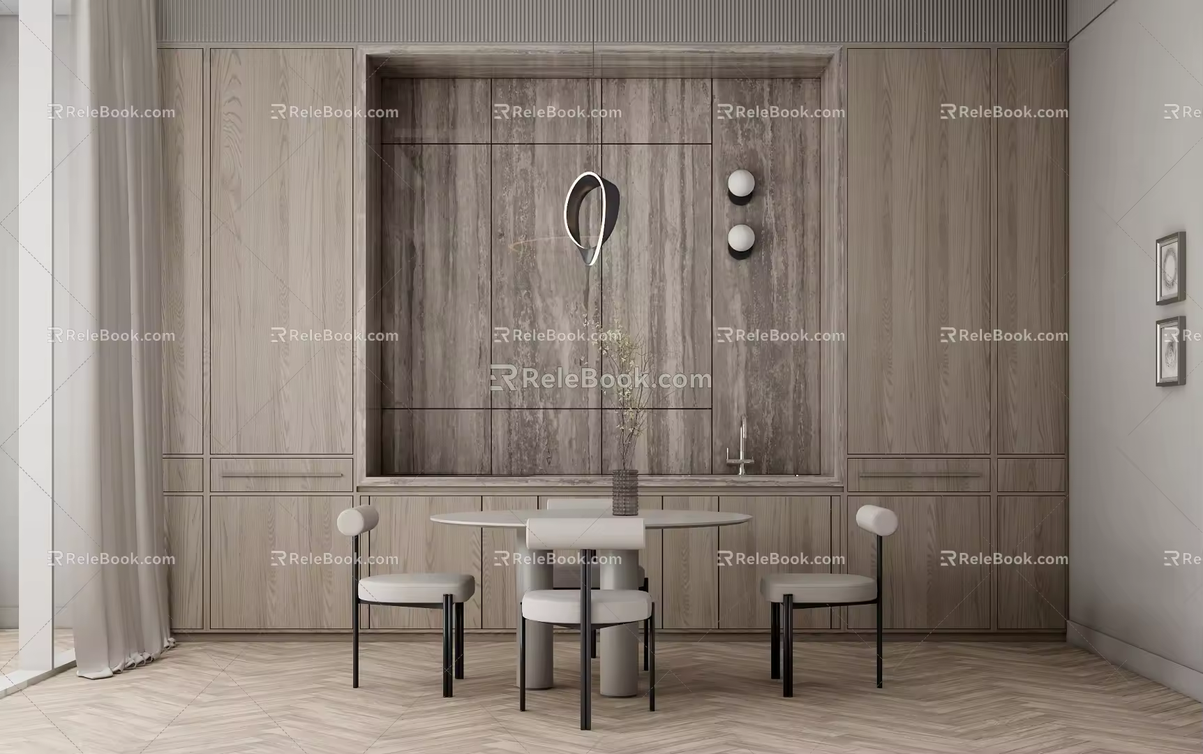 Modern Dining Table and Chair Combination Guest 3d model