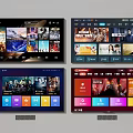 Smart TV Screen Displaying Multiple Streaming Interfaces Movies Shows and Apps 3d model