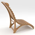 Wooden Lounge Chair With Curved Backrest And Slatted Seat For Outdoor Use