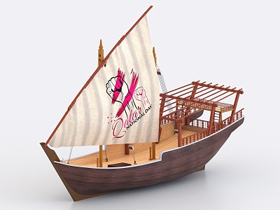 Wooden Boat Sailing Boat Sightseeing Boat 3d model