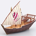 Wooden Boat Sailing Boat Sightseeing Boat 3d model