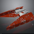 Red And White Satellite Component With Snowflake Pattern And Handprint Logo For Space Missions