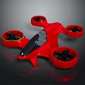 Red Aerial Drone Equipment With Four Propellers And Modern Sleek Design