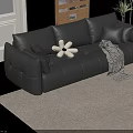 Black Sofa With White Round Coffee Table Pillows Blanket Beige Ottoman In Living Room