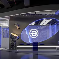 D.T Fitness Gym Modern Interior With Blue Lighting And Curved Wall Decor