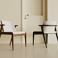 Modern Minimalist Dining Chairs With Brown Black Frames And White Upholstered Seats 3d model