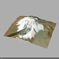Snow Covered Mountainous Terrain With Brown Green Regions On Topographic Map View