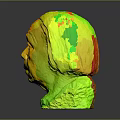 Artistic Clay Sculpture of Human Head with Detailed Facial Features and Expressions
