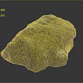 Natural Stone In Natural Form With Green Moss And Blue Spots On Rough Surface