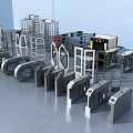 Public Facilities Access Control Systems With Various Turnstiles And Security Gates 3d model
