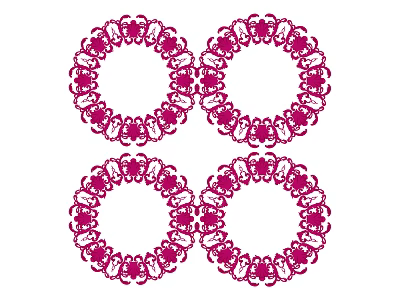 Four Red Elegant Ornamental Circular Decorative Carvings with Intricate Patterns 3d model