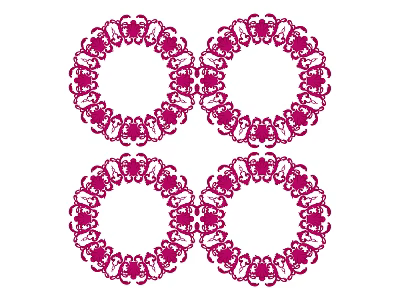 Four Red Elegant Ornamental Circular Decorative Carvings with Intricate Patterns 3d model