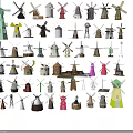 Diverse Colorful Windmill Architectural Components In Various Styles And Designs