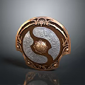 Ornate Decorative Shield With Copper Frame Intricate Patterns And Yin Yang Design 3d model
