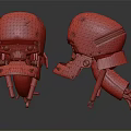 Two Blue Helmeted Mechanical Creatures With Skull Faces Black Parts And Metal Legs