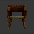 Elegant Wooden Chair With Classic Armrests Green Padded Seat And Decorative Carved Legs