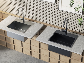 Modern dish washing basin sink combination 3d model