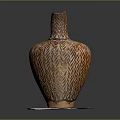 Ancient Terracotta Pitcher Featuring Herringbone Pattern Curved Spout and Handle 3d model