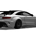 Mercedes High Performance Sports Car With White Body Black Roof Red Accents And Sporty Spoiler