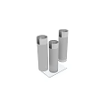Set of Three Silver Cylindrical Hardware Tools with Transparent Base and Grid Design 3d model