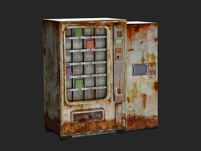 Old Rusted Abandoned Vending Machine With Empty Slots And Weathered Rusty Exterior 3d model