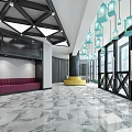 Modern Hall Hotel Lobby Front Desk 3d model