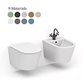 Modern White Toilet With Wall Mounted Bidet And Multiple Color Options