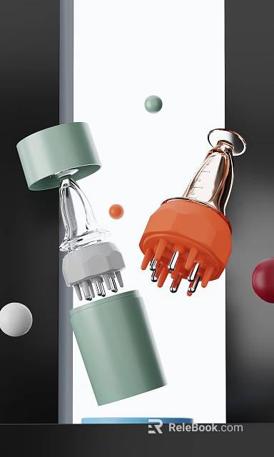 Green and Orange Facial Massage Tools with Metal Tips for Skincare Routine 3d model 